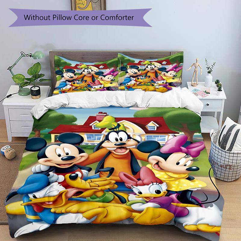 Mickey Friends Adventure Print 3Pcs Bedding Setduvet Cover With 2 Bedropillowcase Home Birthday Gift