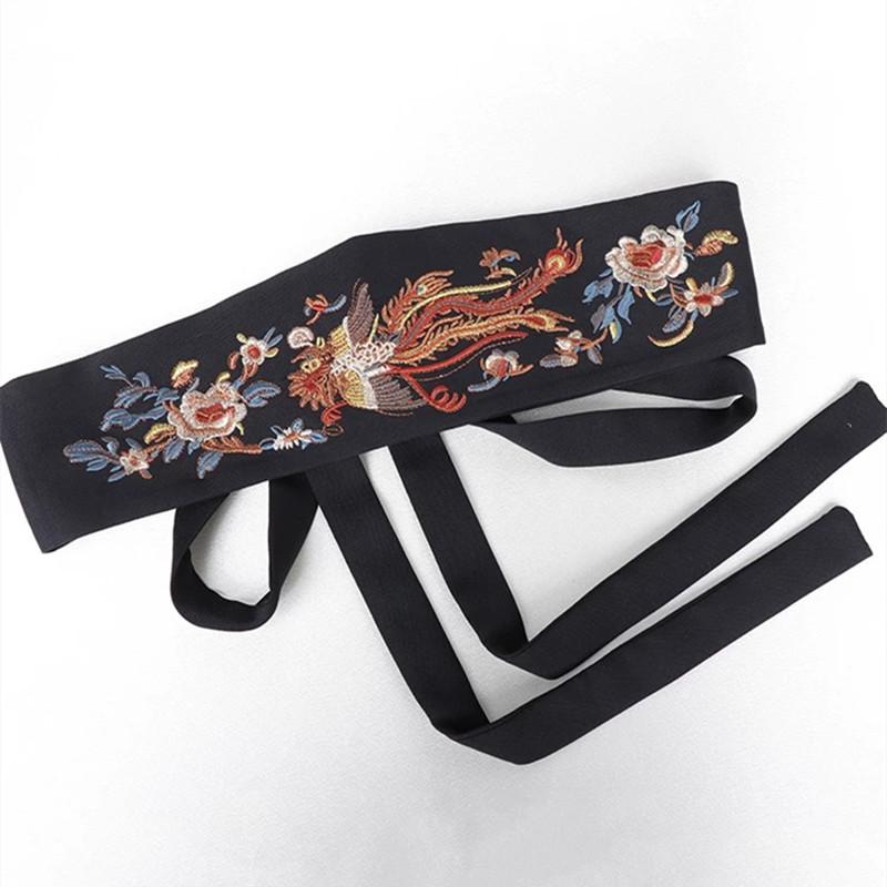 

2026 Chinese Style Fashion Embroidery Wide Belt Corset Woman Vintage Bowknot Decorative Corset Girdles One Size чёрный