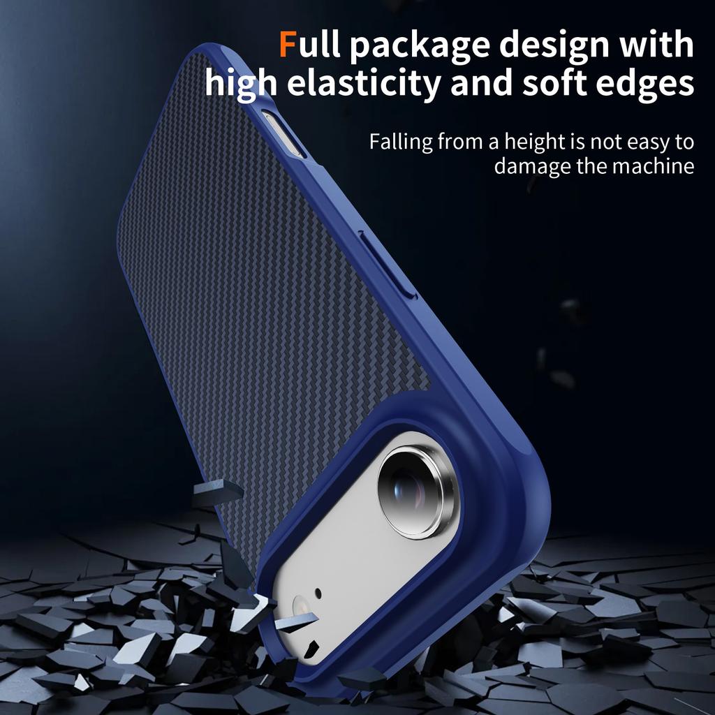 For iPhone Air Case Carbon Fiber Texture PC+TPU Phone Cover Compatible with MagSafe
