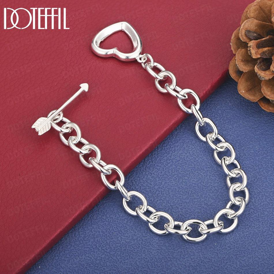 

Браслет-сердце из стерлингового серебра 925 пробы, модные свадебные украшения 20cm