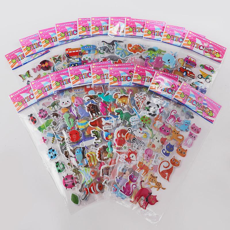 10Sheets 3D Bubble Stickers Cartoon Animal Cars Sticker Kids Boy Girl Birthday Party Favors Pinata Fillers Scrapbooking Gift Toy