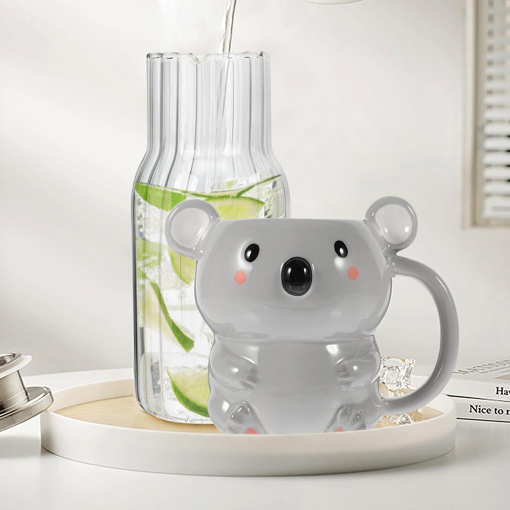 Adorable Bear Ceramic Water Cup for Coffee Tea Milk Soup Heat Resistant Home Use Simple Easy Clean Round Edge Safe Skin Contact