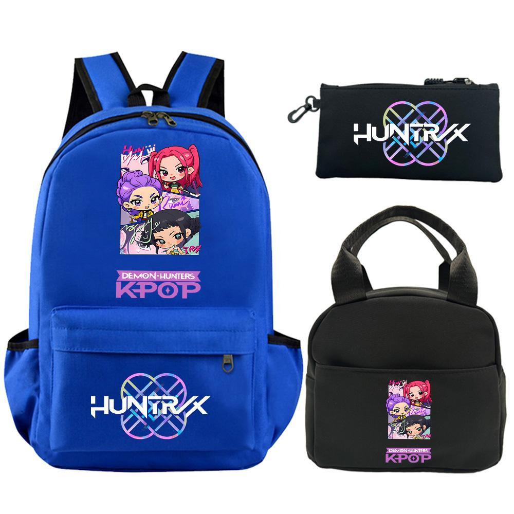 3Pcs/set Anime K-Pop Demon Hunters Printed Backpack with Shoulder Bag Pencil Case for Student Boy Girl Schoolbag Large Capacity Waterproof Bookbag