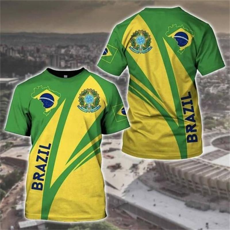 

Быстросохнущие бразильские футбольные футболки мужские с принтом бразильского флага с коротким рукавом летняя спортивная одежда для фитнеса модные мужские топы XL
