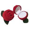 Flower Ring Box Lifelike Romantic Red Rose Ring Case with Stem Leaves for Proposal Birthday Wedding