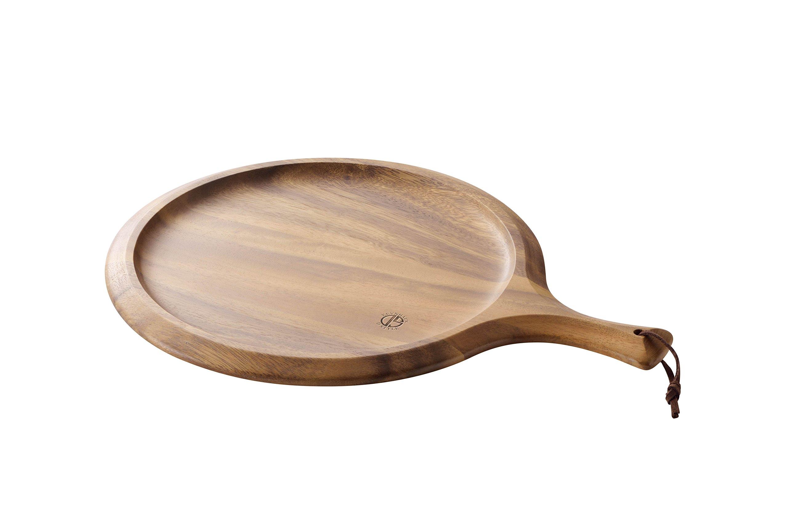Kevnhaun Round Reversible Tray Cutting Board 30cm Round Wooden Pizza Plate Pizza Tray Cutting Board Serving Tray Pizza Plate KDS.1923