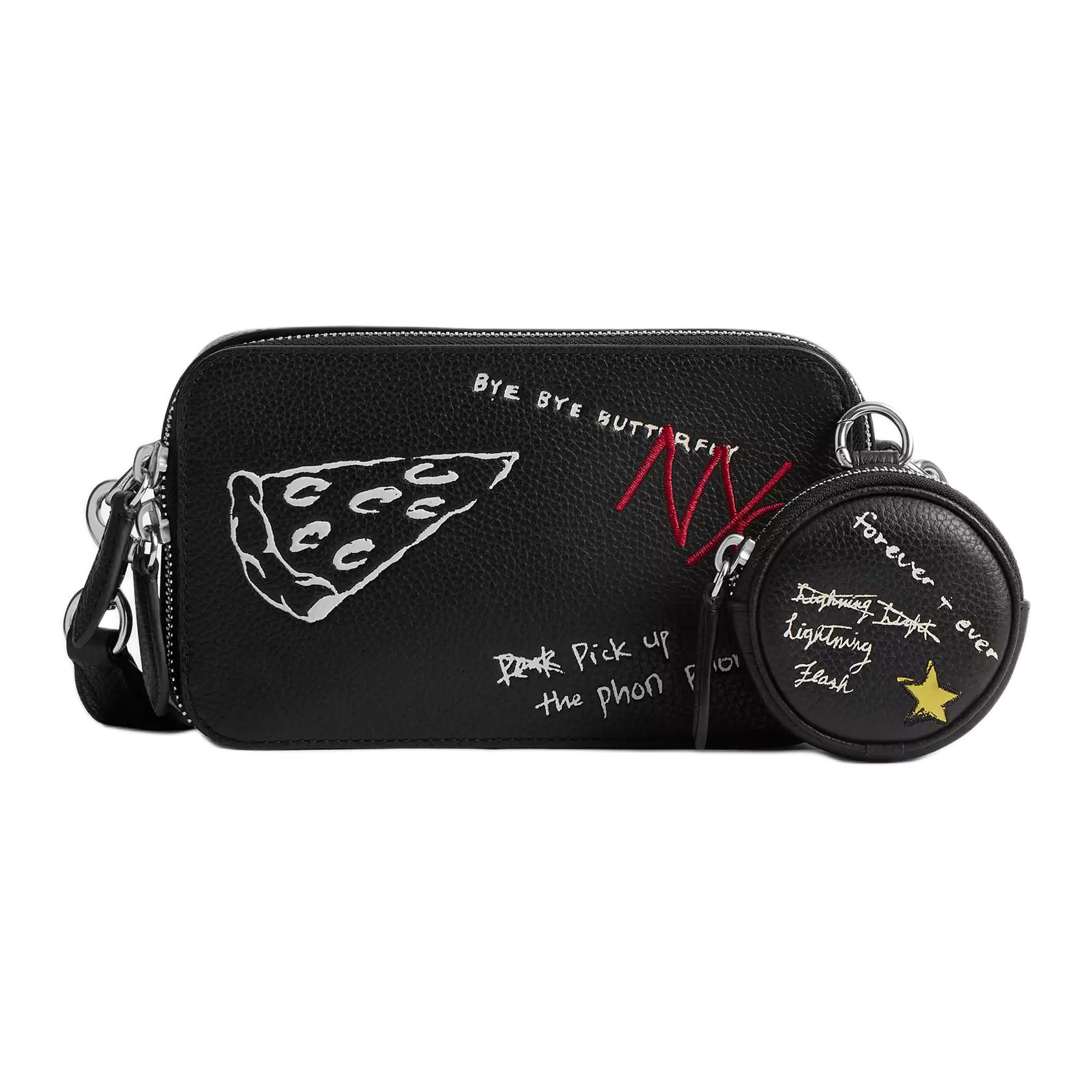 Coach Charter 19 Sketch Print Zipper Closure Polished Pebble Leather Shoulder Bag Small Men Shoulder Bag Black CAM96-BLC Basic Set (Bag+Dust Bag)