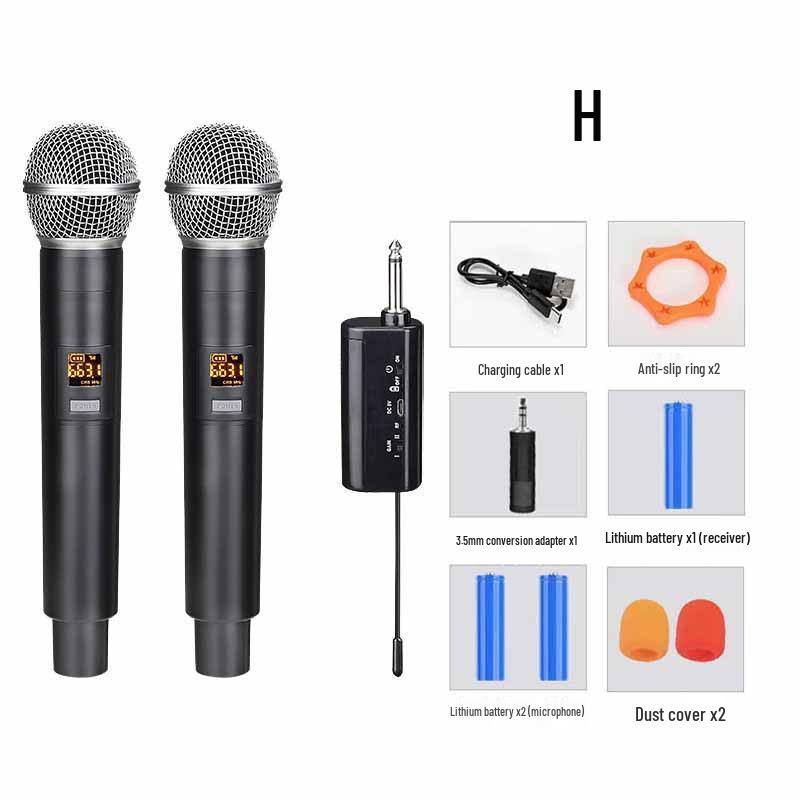 2.4G Dual Wireless Mic System for Karaoke, Outdoor, Live Streaming, Stage Performance - V Band & U Band