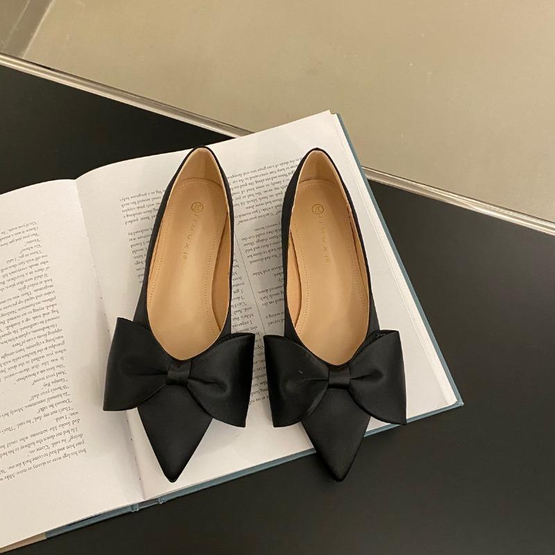 Fashion Flat Shoes for Women 2025 Spring Autumn Pointed French Bow Solid Casual Plus Size 42 43 44 Women's Shoes Ladies loafers women