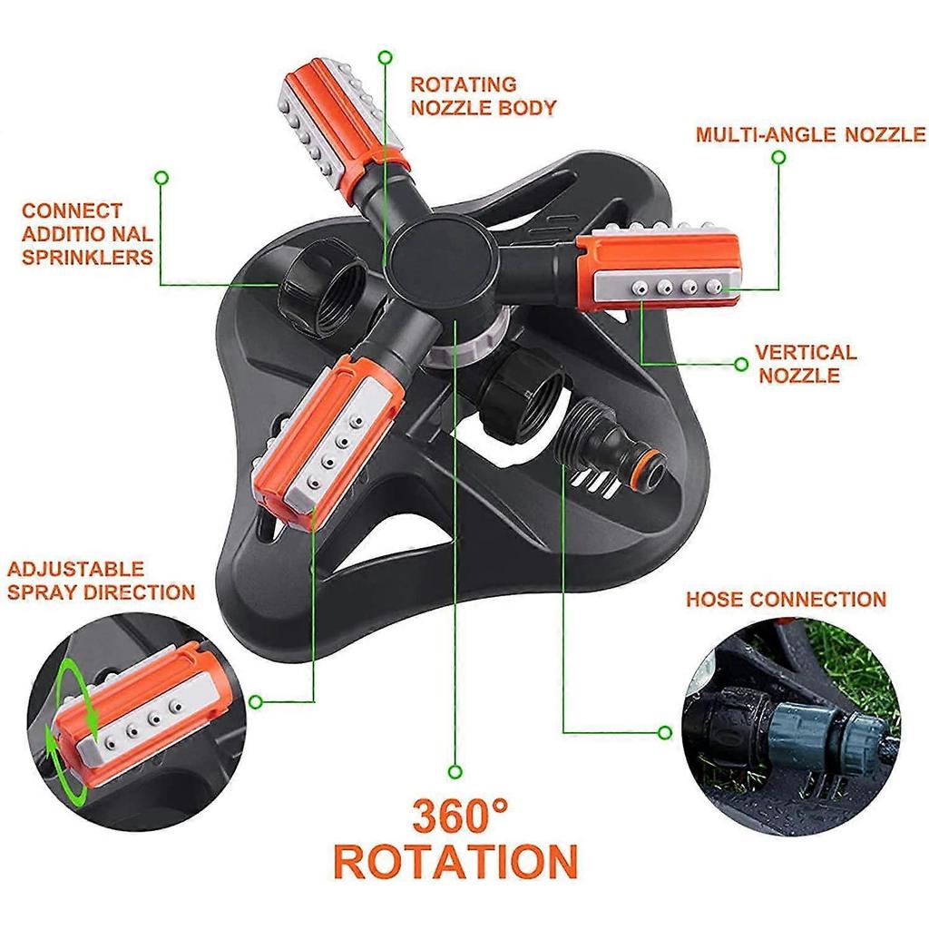Garden Sprinkler, Automatic Watering Sprinkler, 360 Rotating Automatic Lawn Sprinkler, 3 Arm Sprink
