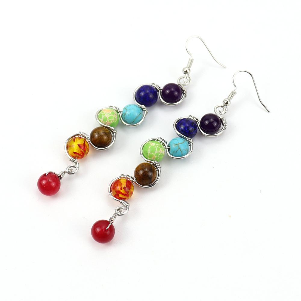

Tiktok Live Stream Hand-Wound Natural Colorful Crystal Beads Amethyst Agate Earrings E67