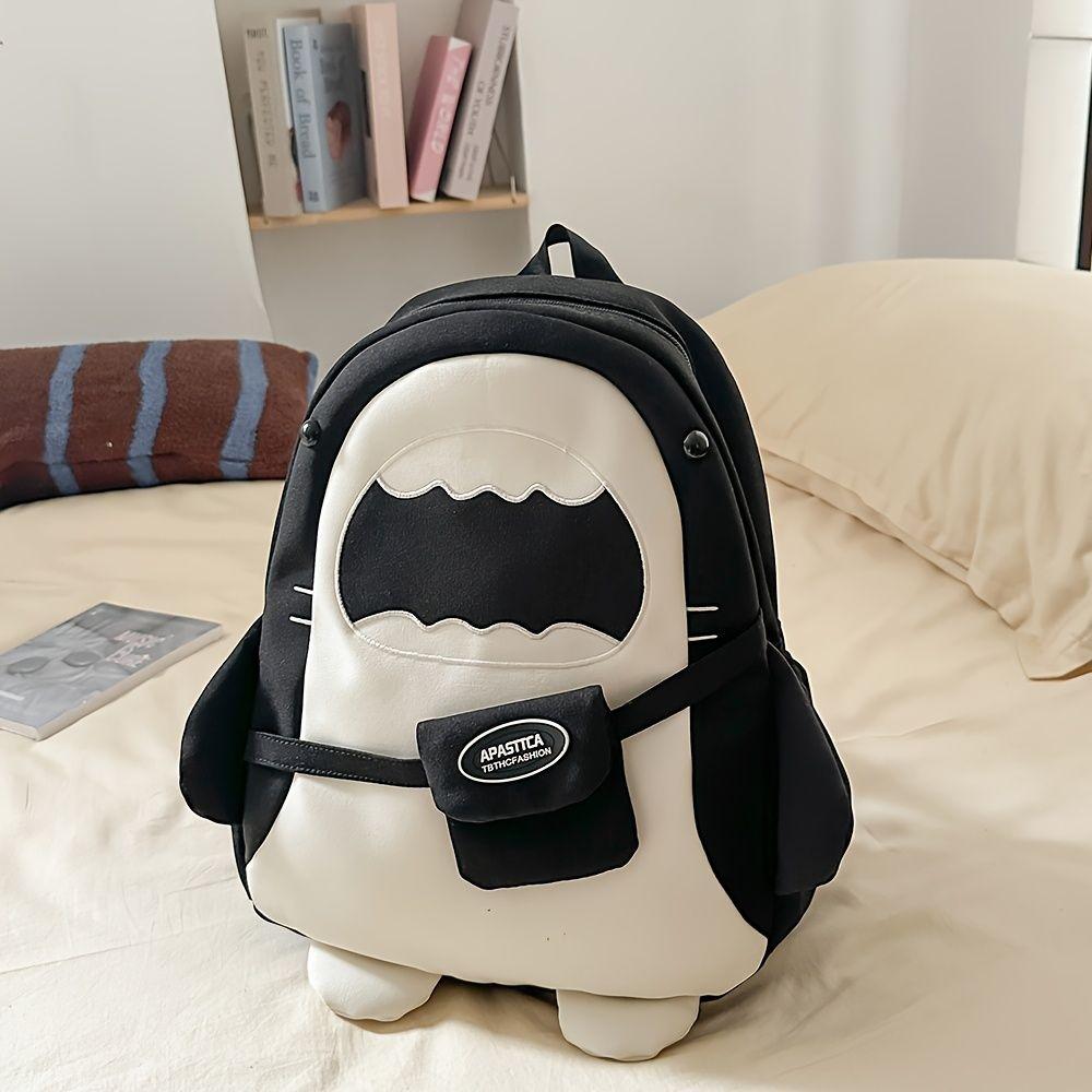 Women's Cute Cartoon Shark Backpack,Lightweight Adjustable Straps,Zipper Closure,Perfect for Travel & Casual Outings Playful Design