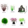 Fishtanks Scene Decoration with 7Pieces Artificial Fishtanks Plastic Plant and Cave Rock Aquariums Landscaping Coral Grass X3UC