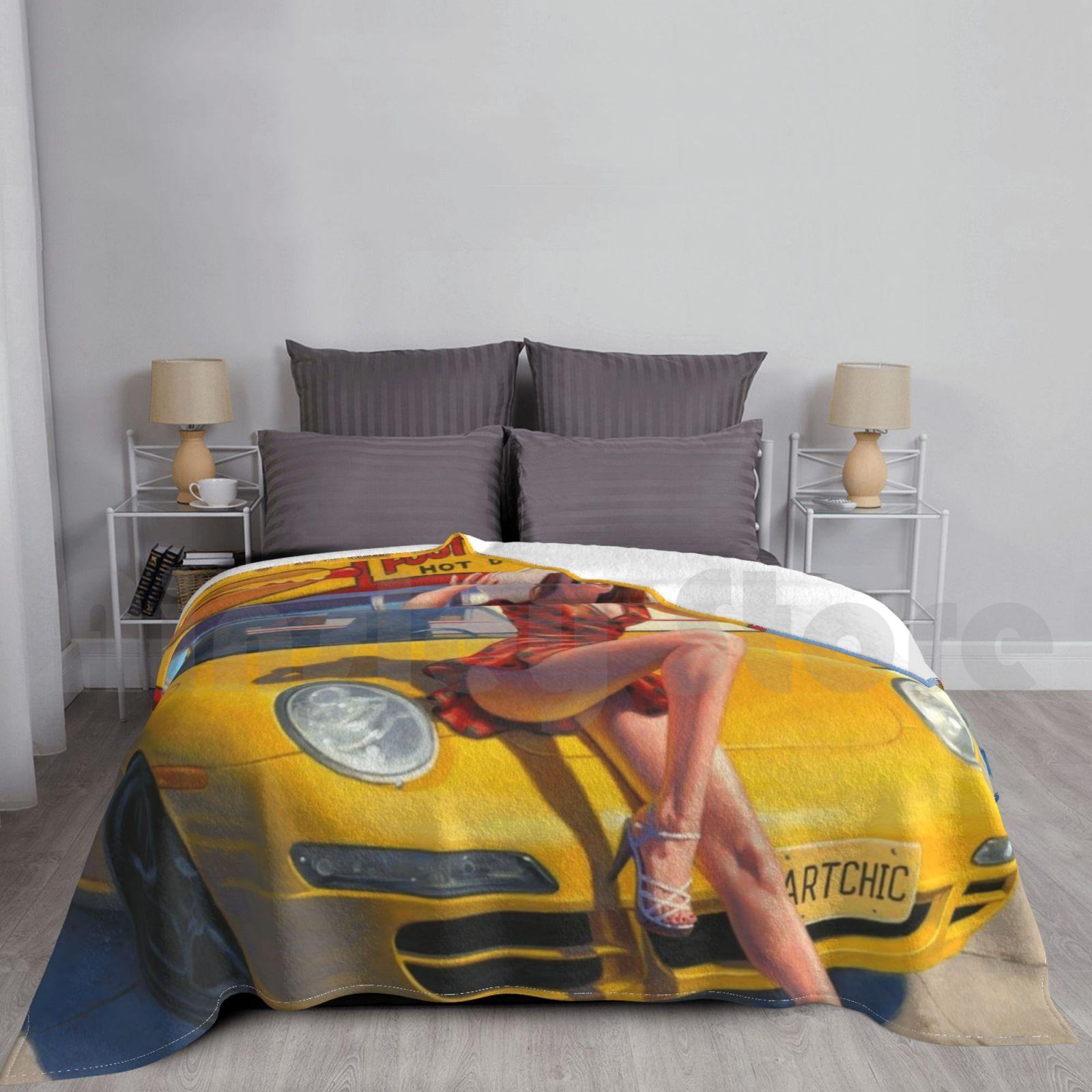 Coney Island Footlong Blanket Fashion Custom Pinup Girls Sexy Womens Yellow Coney Island New York Greg Size: 75*100cm, Weight: 230 GSM