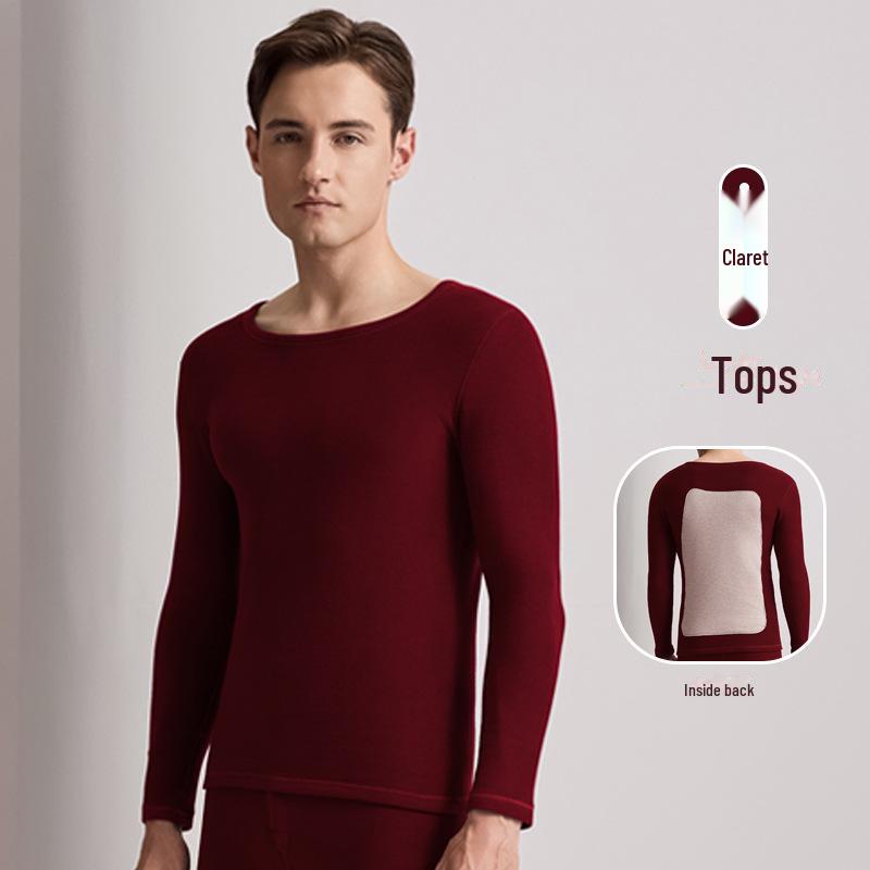 

Комплект мужского шерстяного термобелья Meiyabi - толстый топ с длинными рукавами и брюки для людей среднего и пожилого возраста top; 2XL бордовый