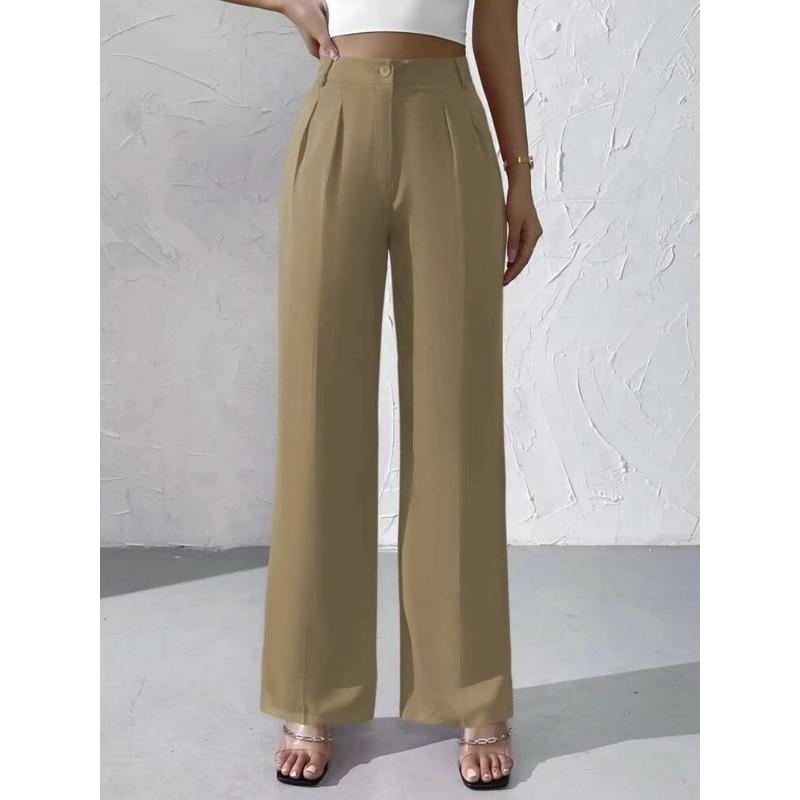 Dámské nové elegantní jednobarevné formální kalhoty Premium s širokými nohavicemi kalhoty kostým kalhoty