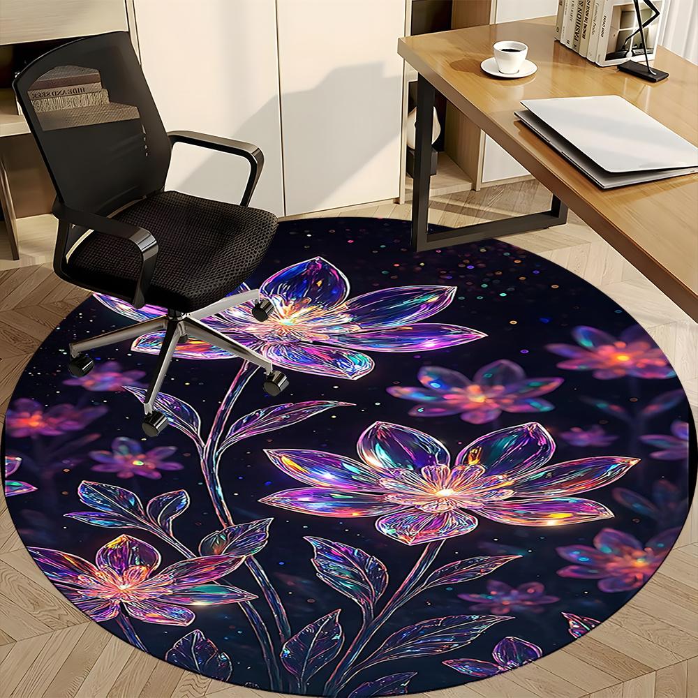 1pc Floral Fantasy Office Round Area Rug, Indoor Mat Suitable ForOffice, Under Office Chairs Bedroom Living Room Home Decor, Room Decot127