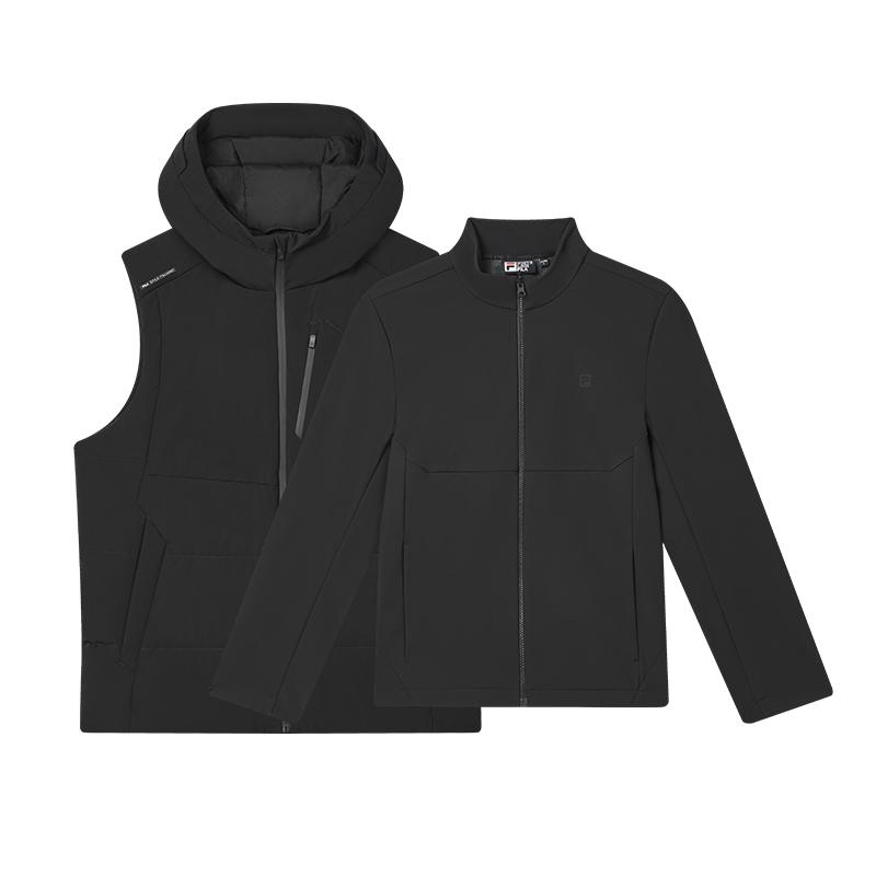 FILA Fleece Warm Versatile Two-Piece Down Jacket Men outerwear Black F11M443913FBK