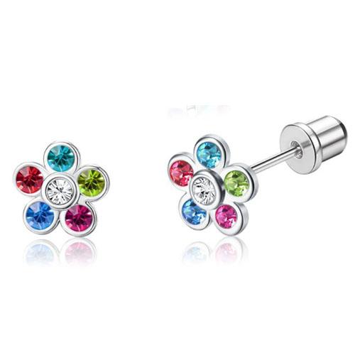 Bobisty Hypoallergenic Surgical Stainless Steel Earrings for Women Screw Back Earrings Cute Flower Butterfly Stud Hoop Earrings