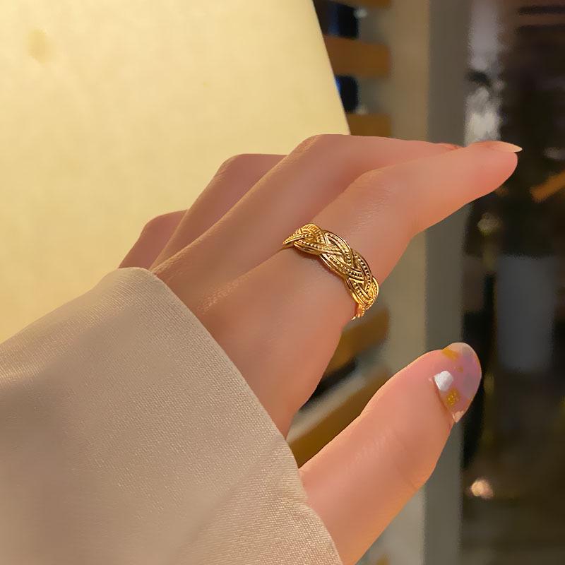 Korean-Style Geometric Titanium Steel Adjustable Index Ring