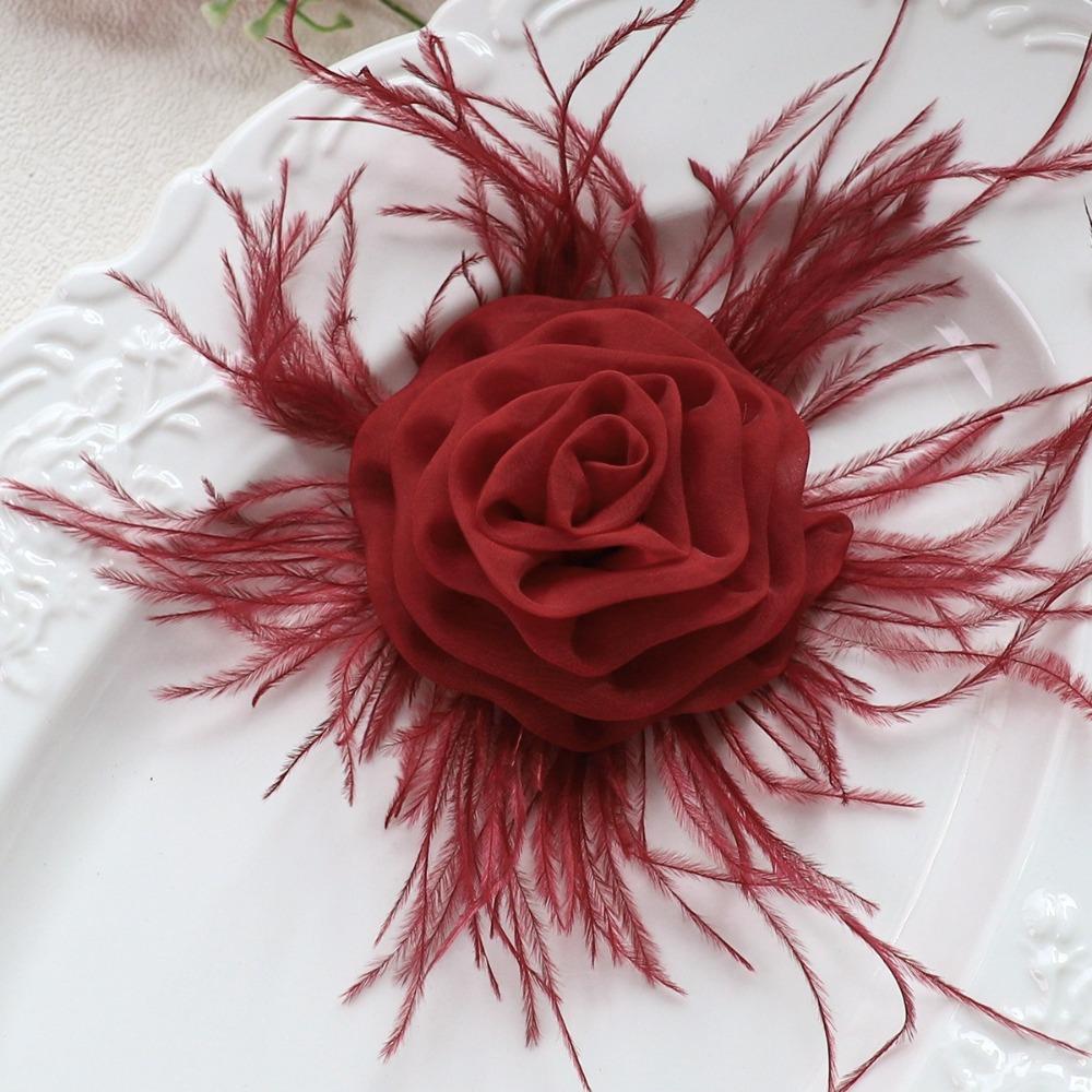 Cloth Organza Flower Decor Organza Flower Hair Ornament Clothing DIY Modification красный