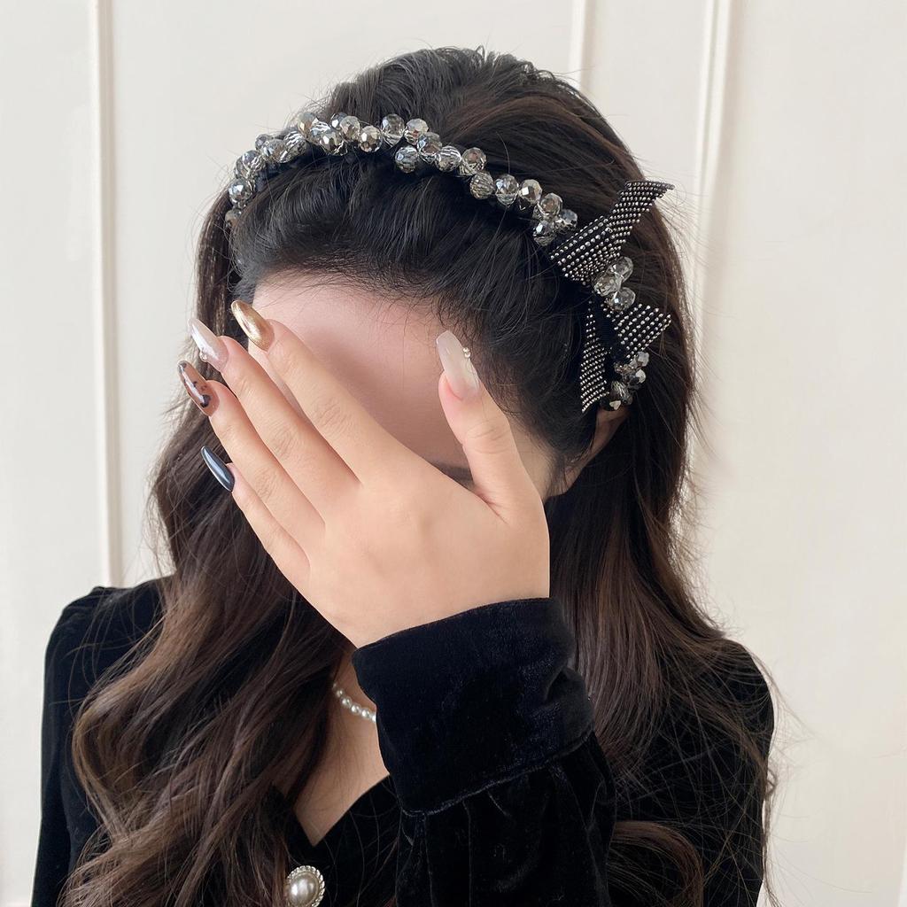 Original Star Dai Lu Crystal Bow Wave Women's Headband - High-End Display Teeth & Small Face Design