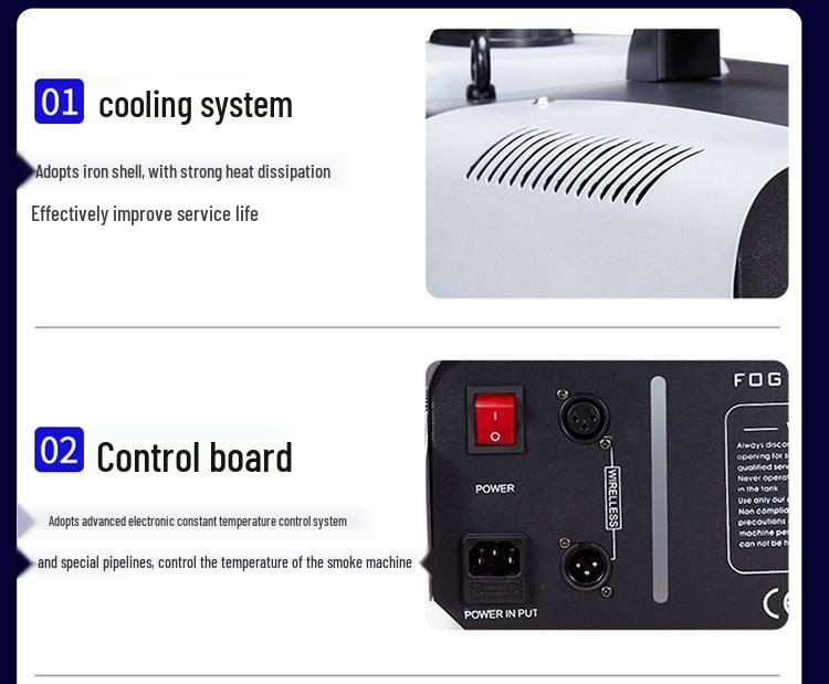 1500W LED Fog Machine with Remote Control, Electronic Temperature Control for Weddings and Bars