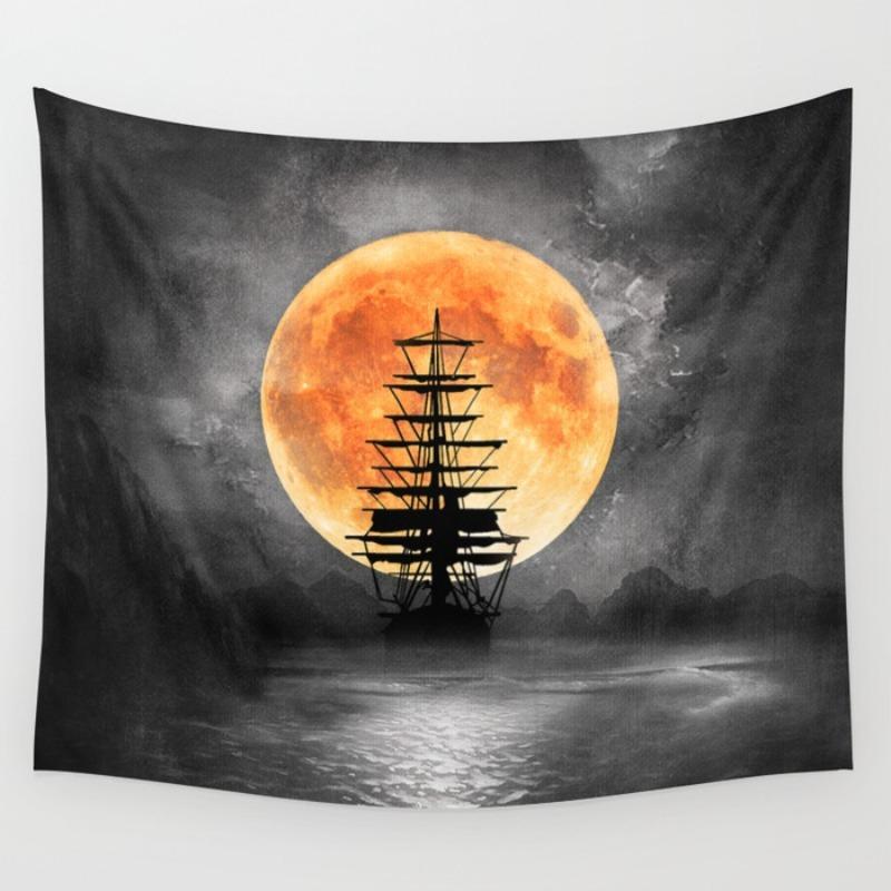 Fantasy Mountain And Forest Scenery Digital Printing Polyester Wall Tapestry Suitable For Use In Living Rooms Offices Bars Party