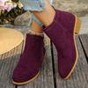 Pantofi de damă cu talpă groasă și toc gros, cu vârf rotund, la modă și casual, cizme scurte din piele scamosată, cizme western pentru femei