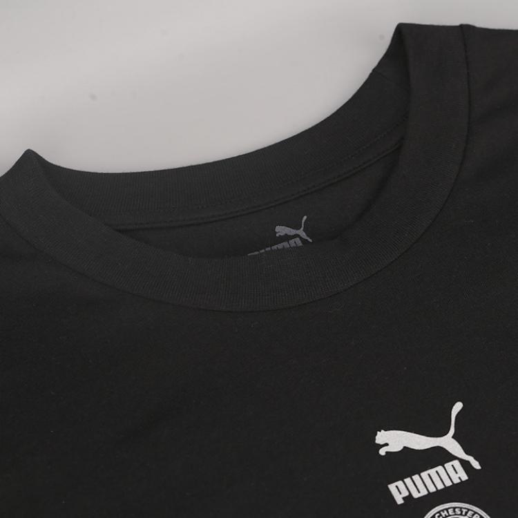 Puma Manchester City FC Casual Sports Crew Neck T-Shirt Men Tops Black 758717-11