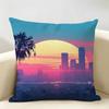 Sunset Palm Tree Fashion Cushion Cover Natural Linen Organic Fabric DoubleSided Printing Room Sofa Decor Pillow Case