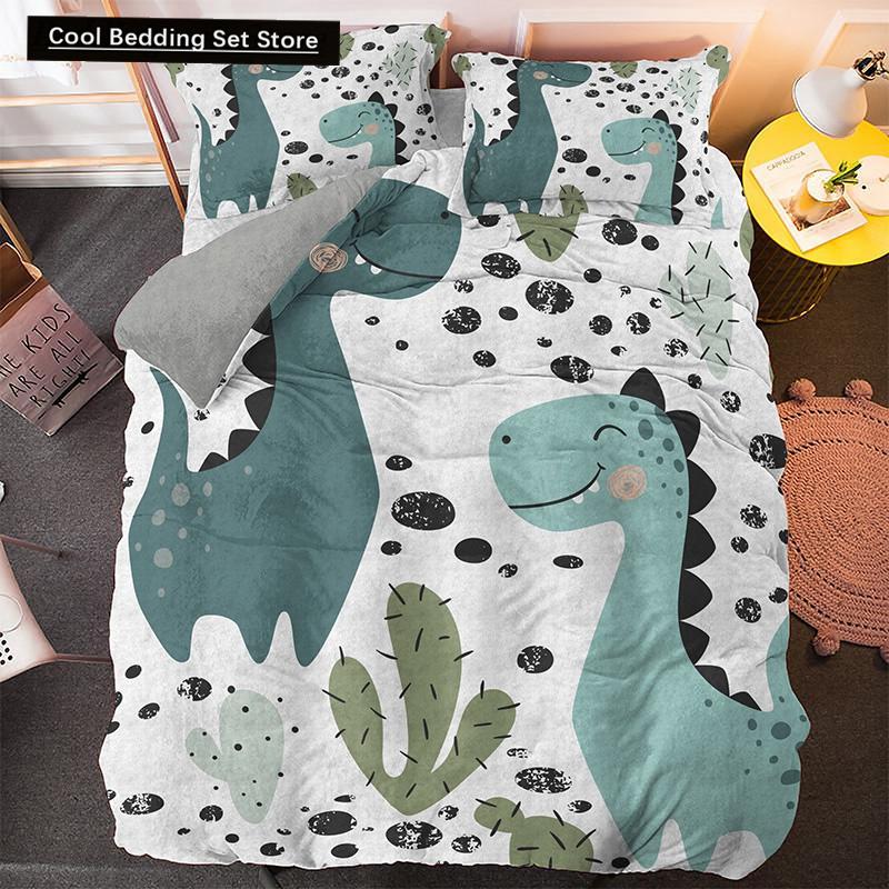 Cartoon Dinosaur Bedding Set Twin Queen King Animal Duvet Quilt Cover Pillowcase Jurassic World 2/3pcs Polyester Comforter Cover