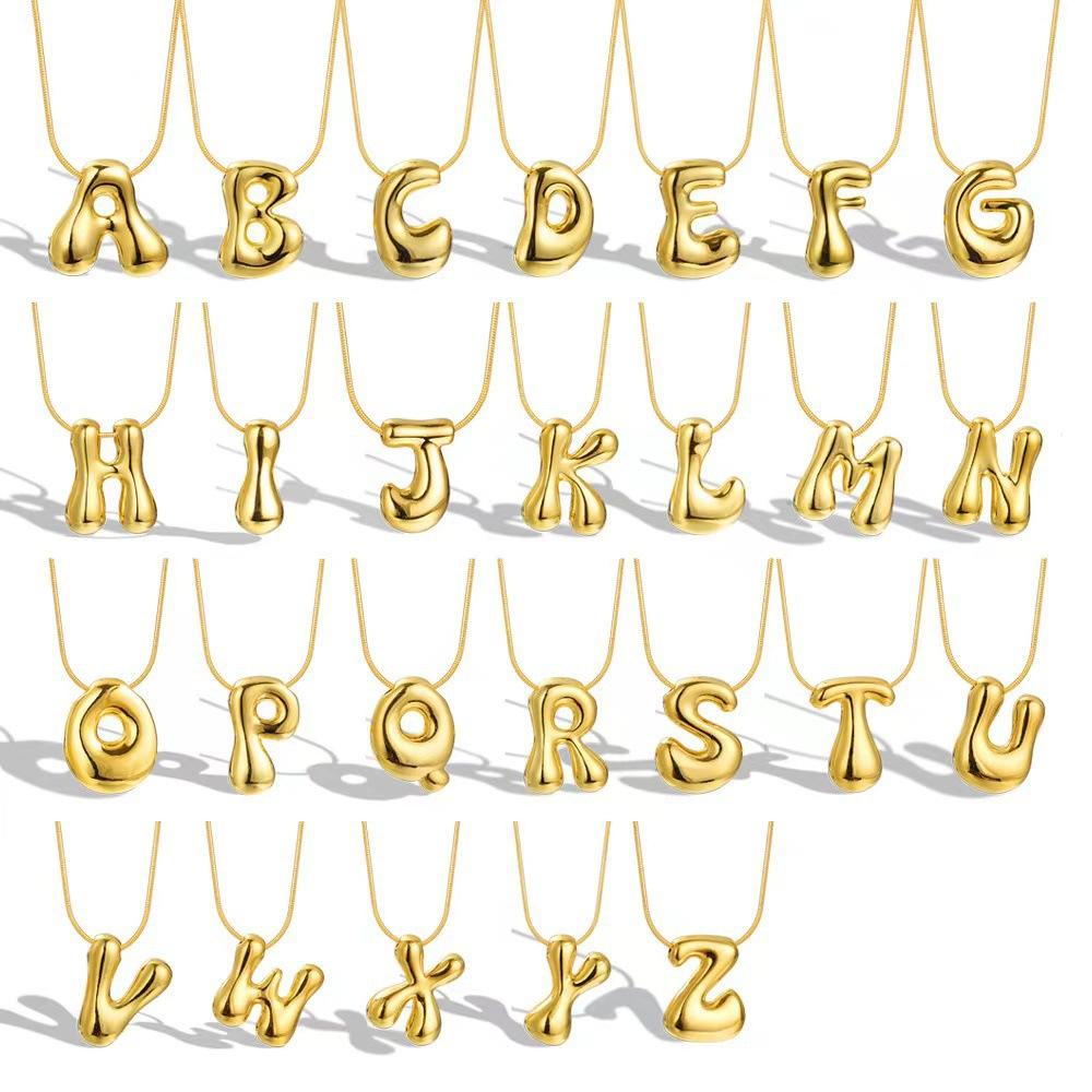 [9.30% off from 10 pieces] Balloon bubble chubby 26-letter necklace bare body simple pendant