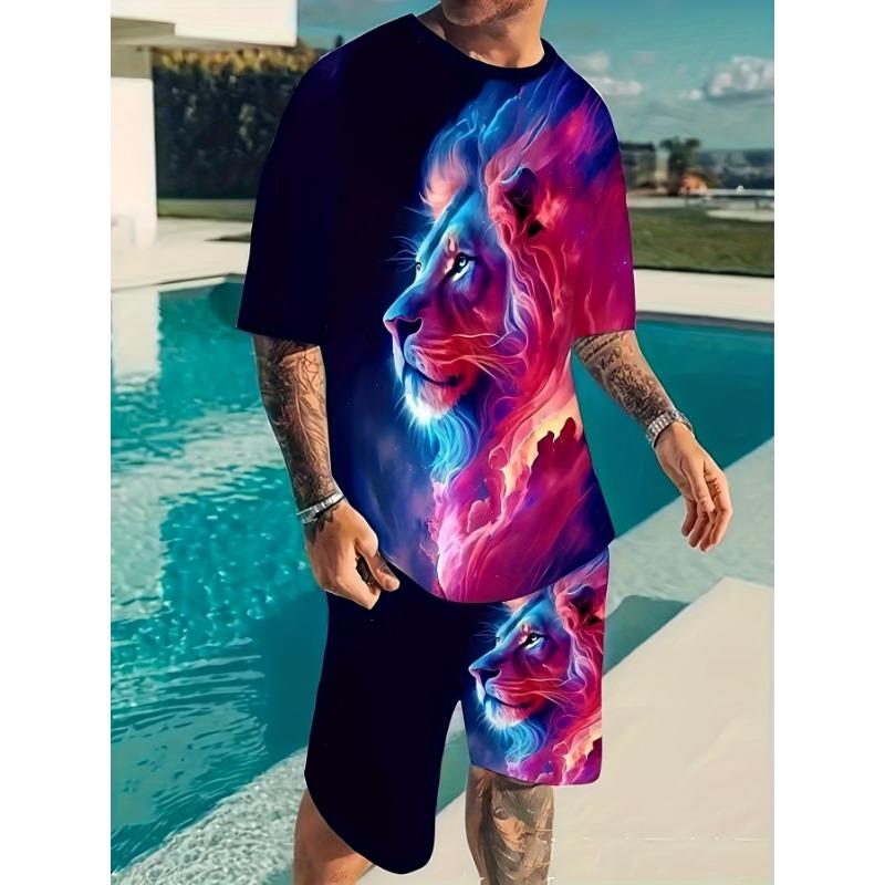 Men s Outfits, Casual Crew Neck Short Sleeve T-shirt And Shorts Set For Summer S