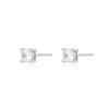 [White Gold] D Cubic Earrings (5mm)