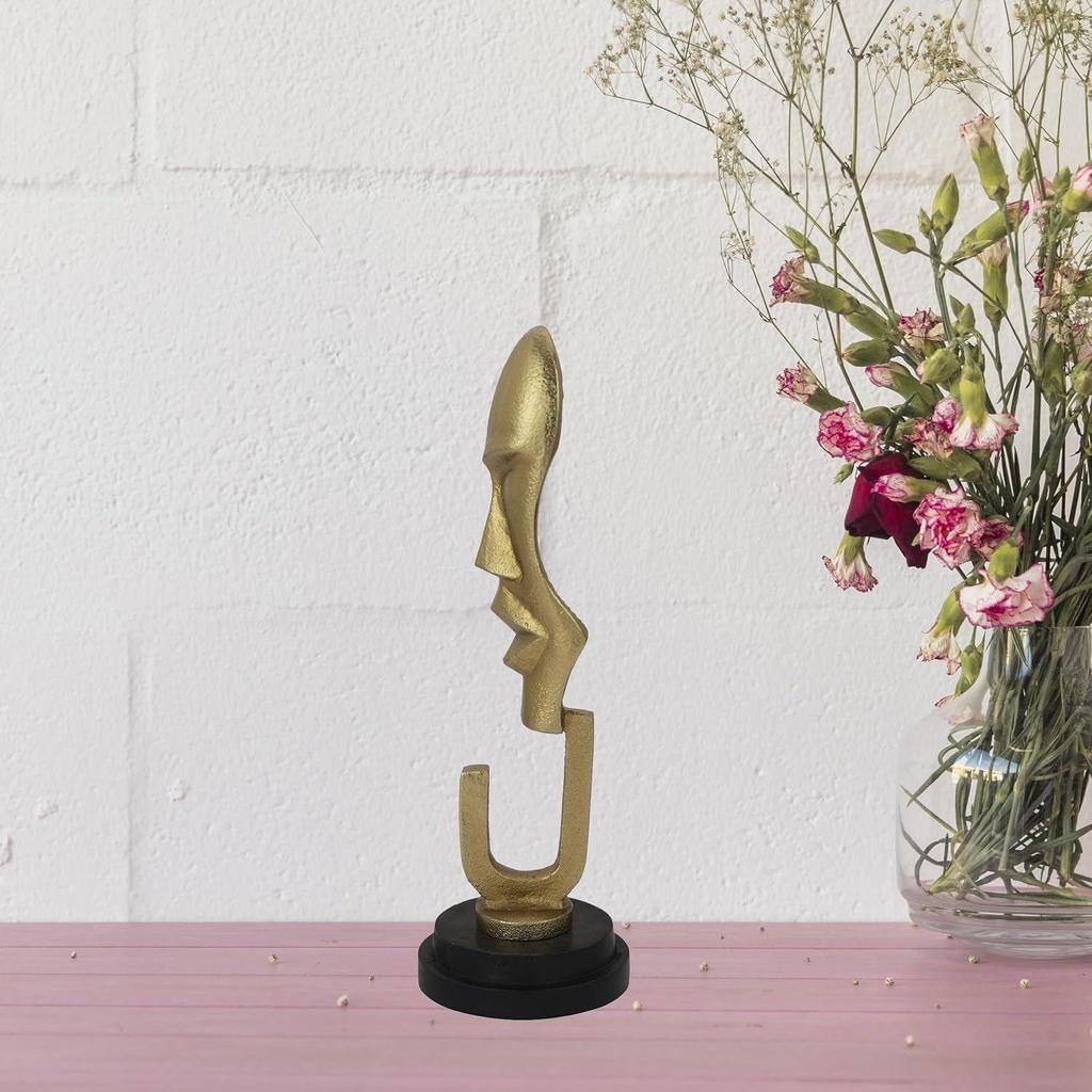 Gold Dazzle Aluminium Handmade Antique Sculpture Table Artifacts Showpiece Items for Home Decor Living Room