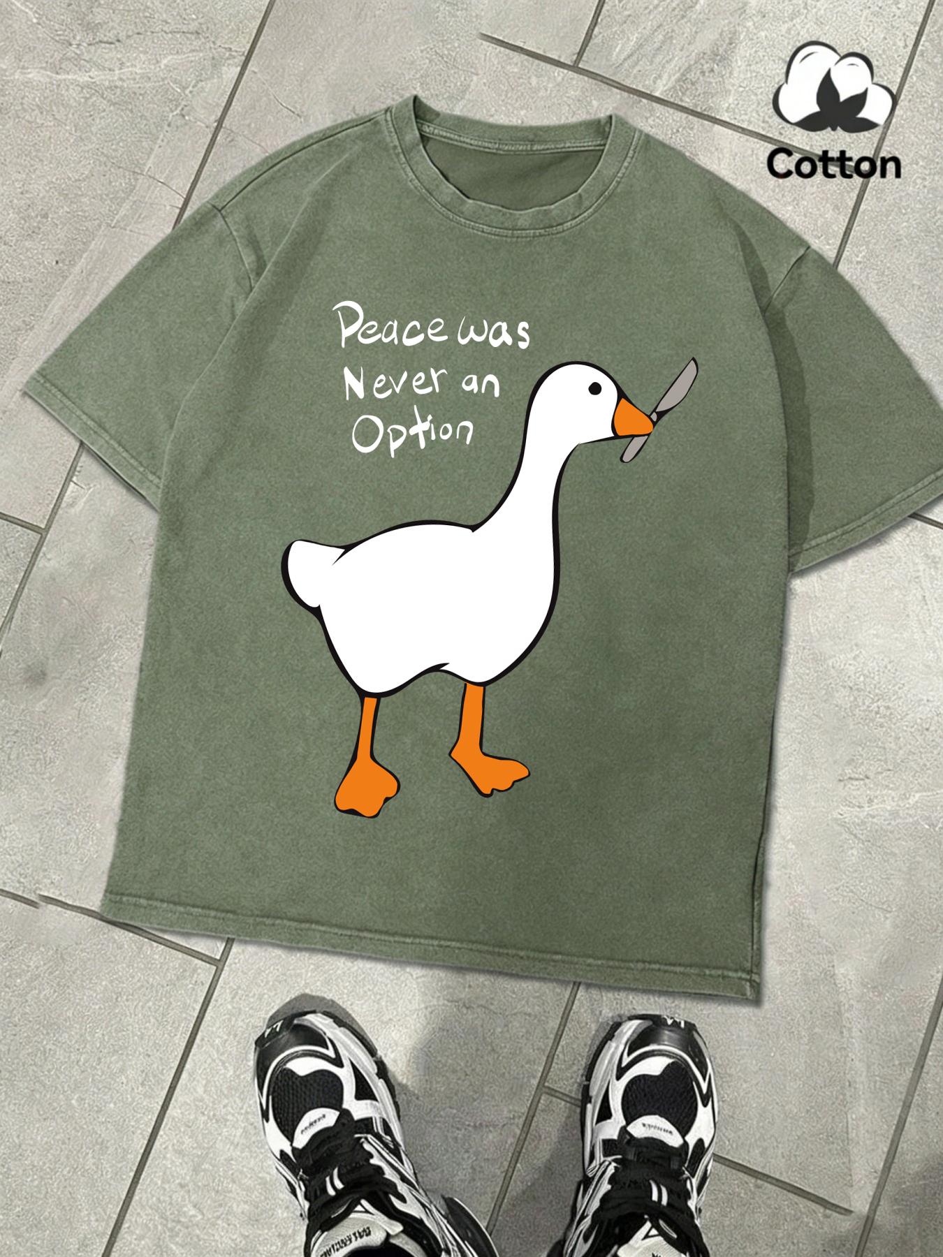 

Peace Was Never An Option Printed Washed T Shirts Men Soft Cotton TShirt Street Fashion Clothing Unisex Retro Loose Tee S