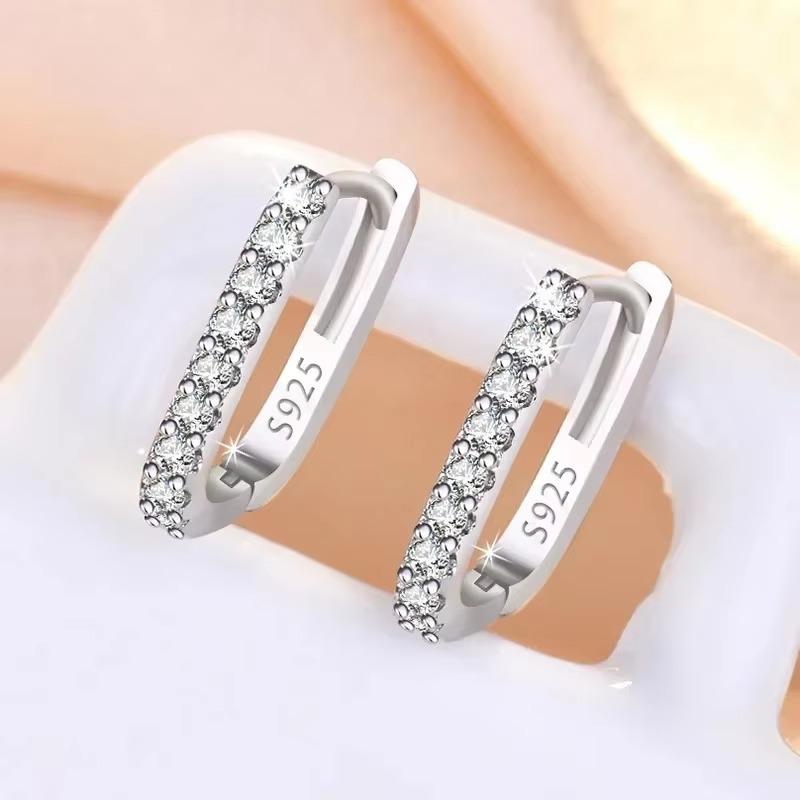 925 Sterling Silver  Circle Hoop Earrings for Women Fashion Luxury  Crystal Zirconia Earrings Party Wedding Versatile Jewelry