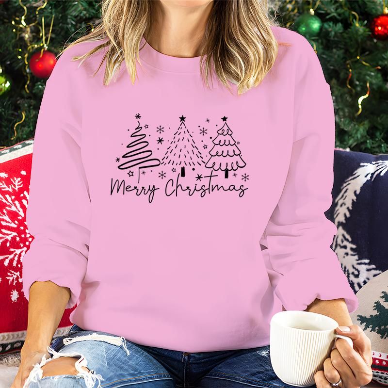 

Merry Christmas Tree Trending Sweatshirts Women Funny Festive Fashion Casual Hoodies Trendy Christmas Tree Design Holiday Hoodie 4XL