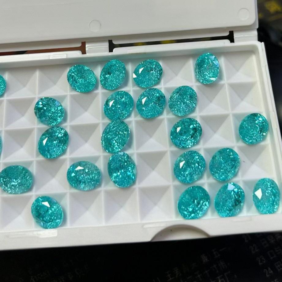 Paraiba Neon Blue Oval Loose Stones - Gemstone with High-Quality Crushed Ice Texture