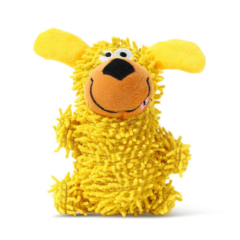 Blue Chenille Plush Dog Toy Squeaky Interactive Pet Chew Toy жёлтый
