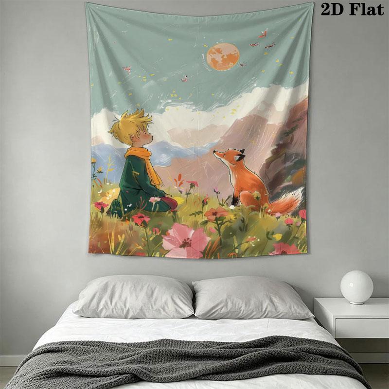 Little Prince Hush Wall Hanging Printed Fabric Blanket Decorative Tapestries for Bedroom Living Room Home Decor