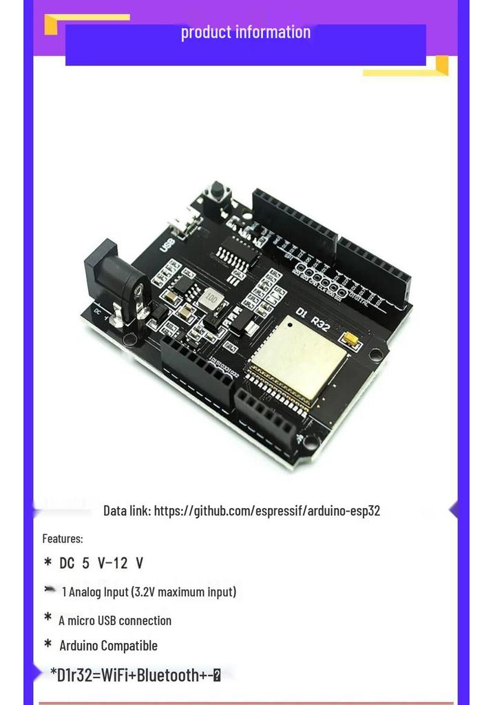 ESP32 WiFi & Bluetooth Module with 4MB Flash for UNO D1 R32