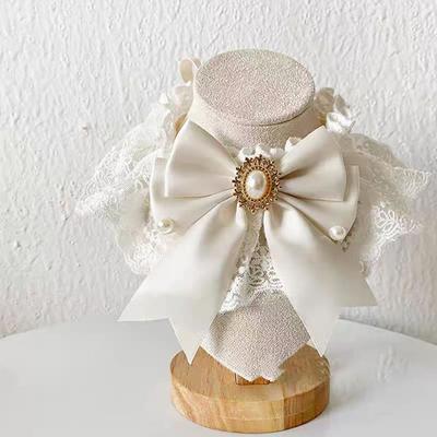 Popolare abito da sposa bianco asciugamano per saliva animale domestico collare con fiocco nuziale per gatto bandana premium per cane bandana