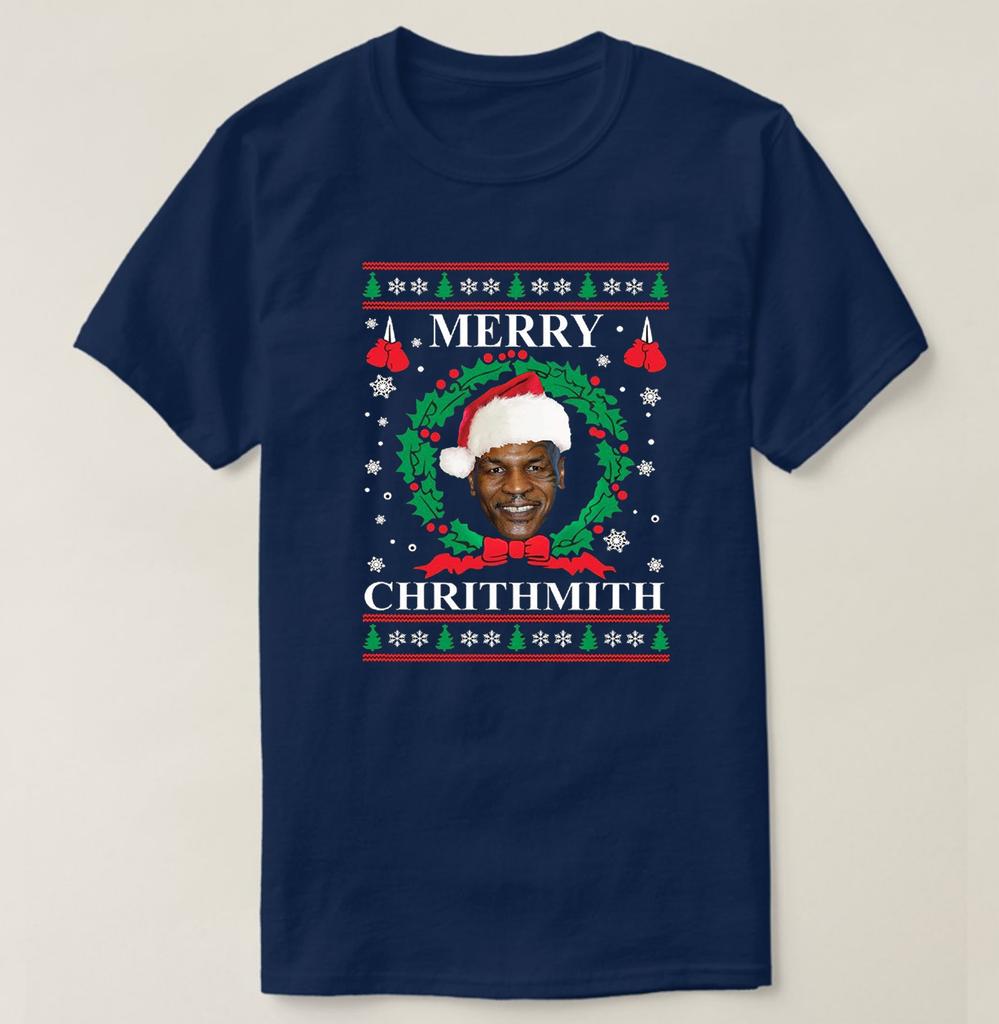 Mike Tyson Merry Chrithmith Christmas Hat Xmas Gift TShirt New 100 Cotton ONeck Short Sleeve Casual Mens Tshirt Size S3XL