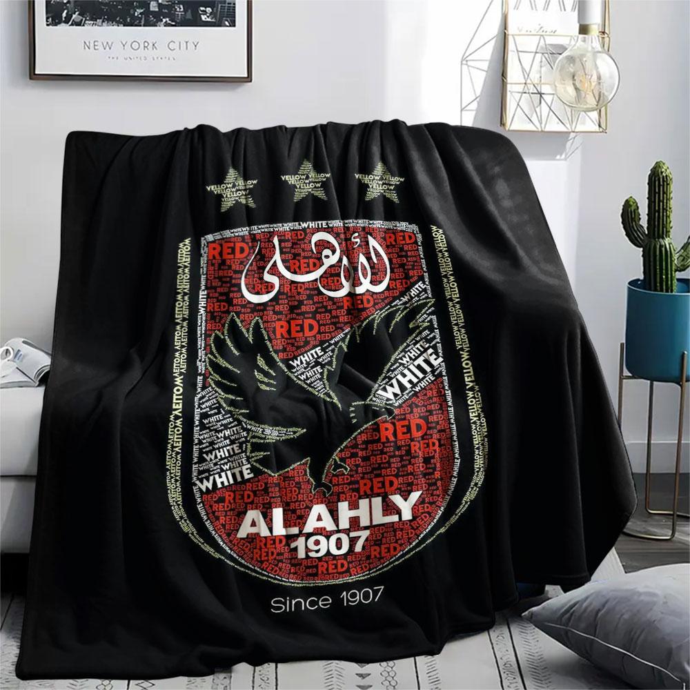 Al Ahly SC Printed Flannel Blanket, soft throw for bedroom sofa, washable,soccer fan merchandise, great gift. 80cm x 120cm