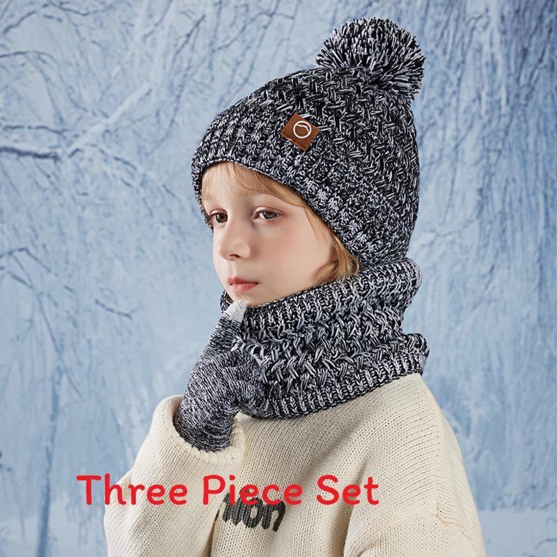 Dziecięcy zimowy dzianinowy zestaw czapka, rękawiczki, ocieplacz na szyję do użytku na zewnątrz