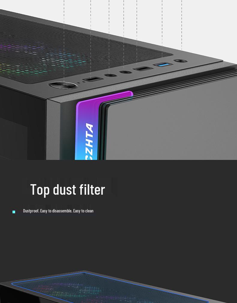 X99 E-sports Gaming Desktop Case with Tempered Glass Panel & Colorful Lighting