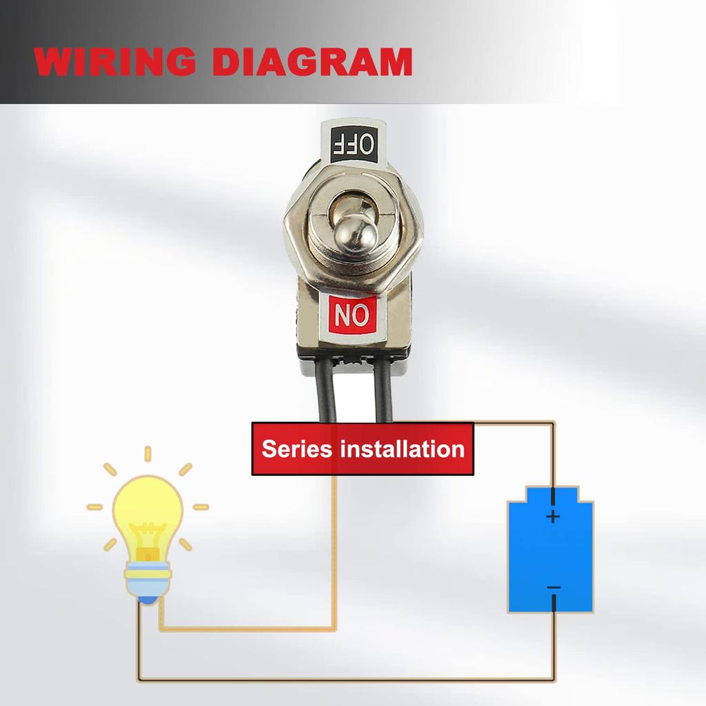 Heavy Duty Toggle Switch SPST 2 Pin ON/Off Rocker Toggle Switch 6A/125V 3A/250V for Car Truck Boat Marine Black Shell(1PCS)