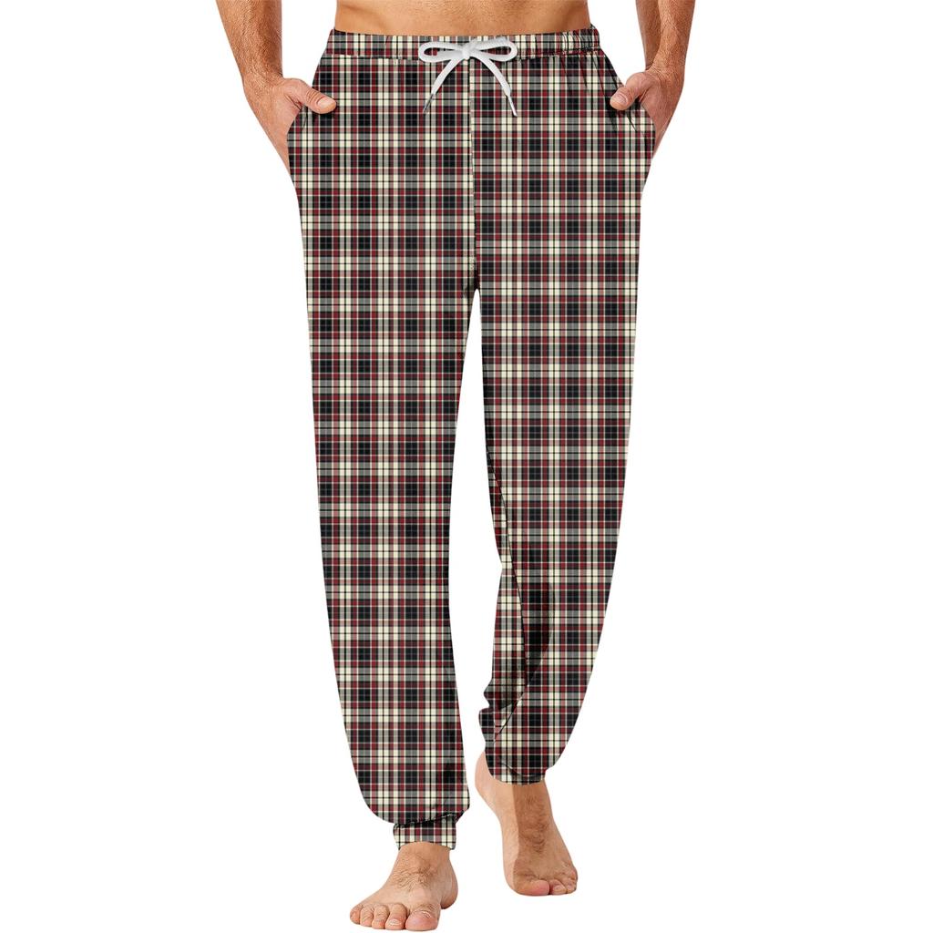 Men's Plaid Print Drawstring Jogger Pants with Pockets Sleepwear for Home